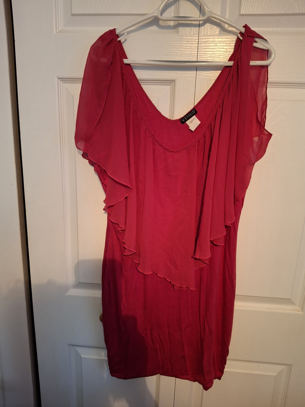 Pink Ruffle Sleeve Mini Dress